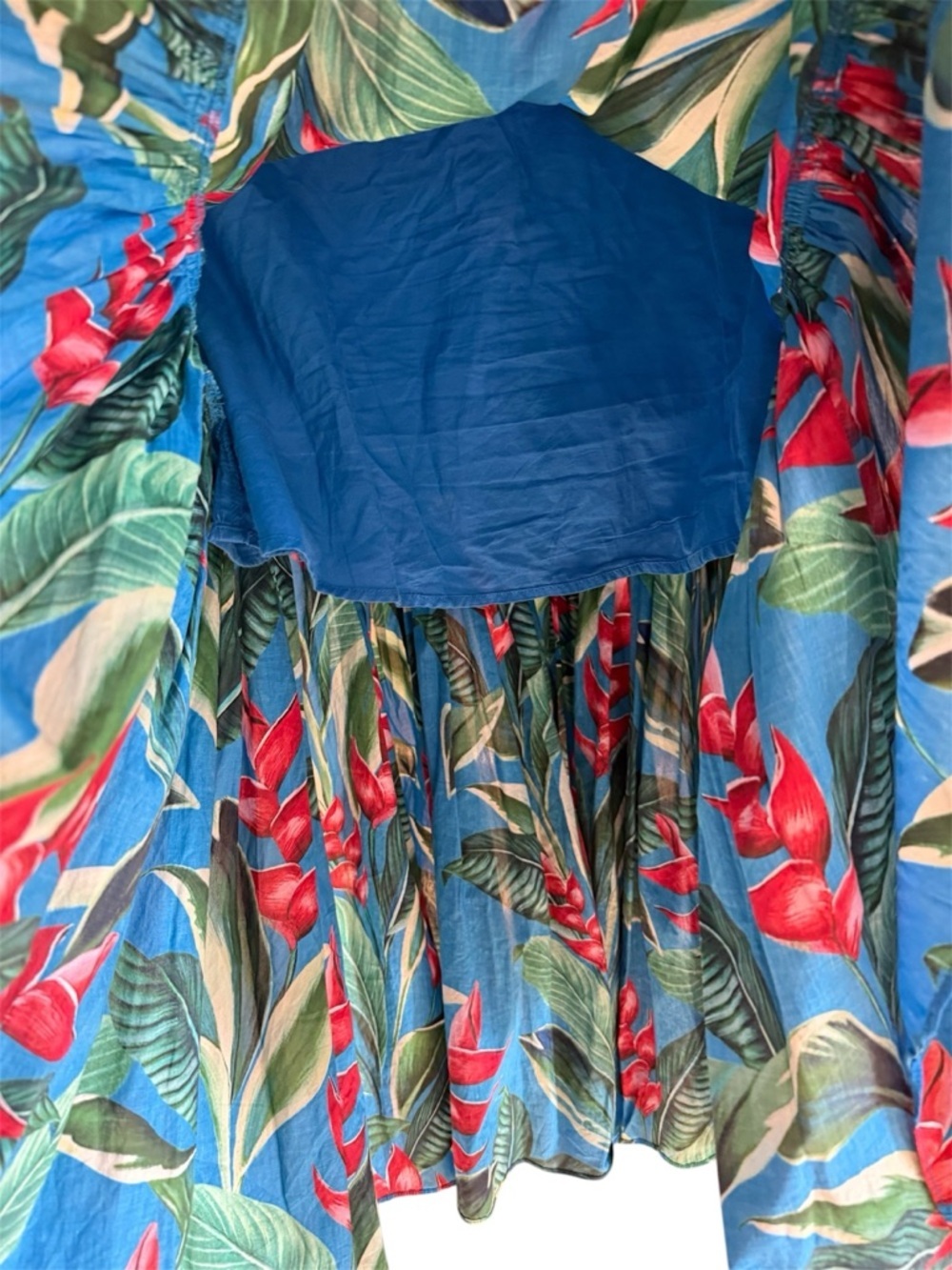Farm Rio Dream Garden tropical floral puff sleeve tiered cotton Midi Dress XS - Picture 9 of 14
